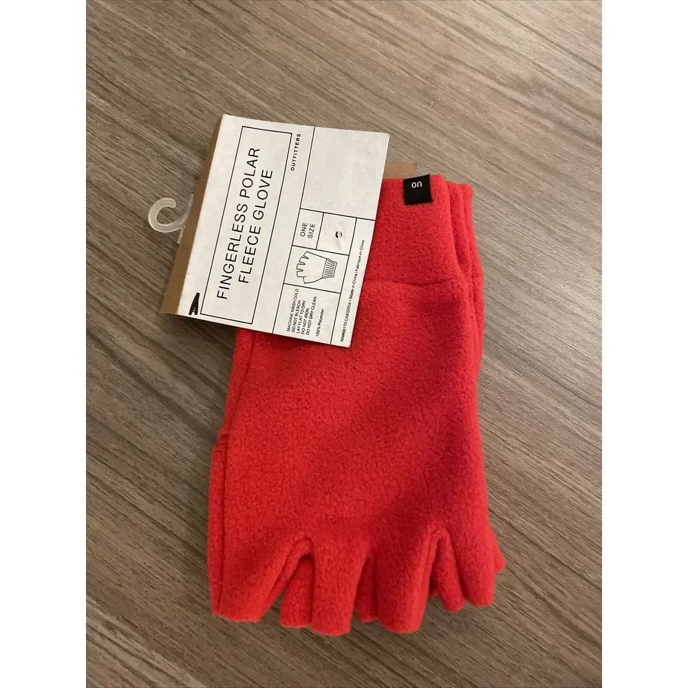 Urban‎ Outfitters Fingerless Polar Glove Red One Size